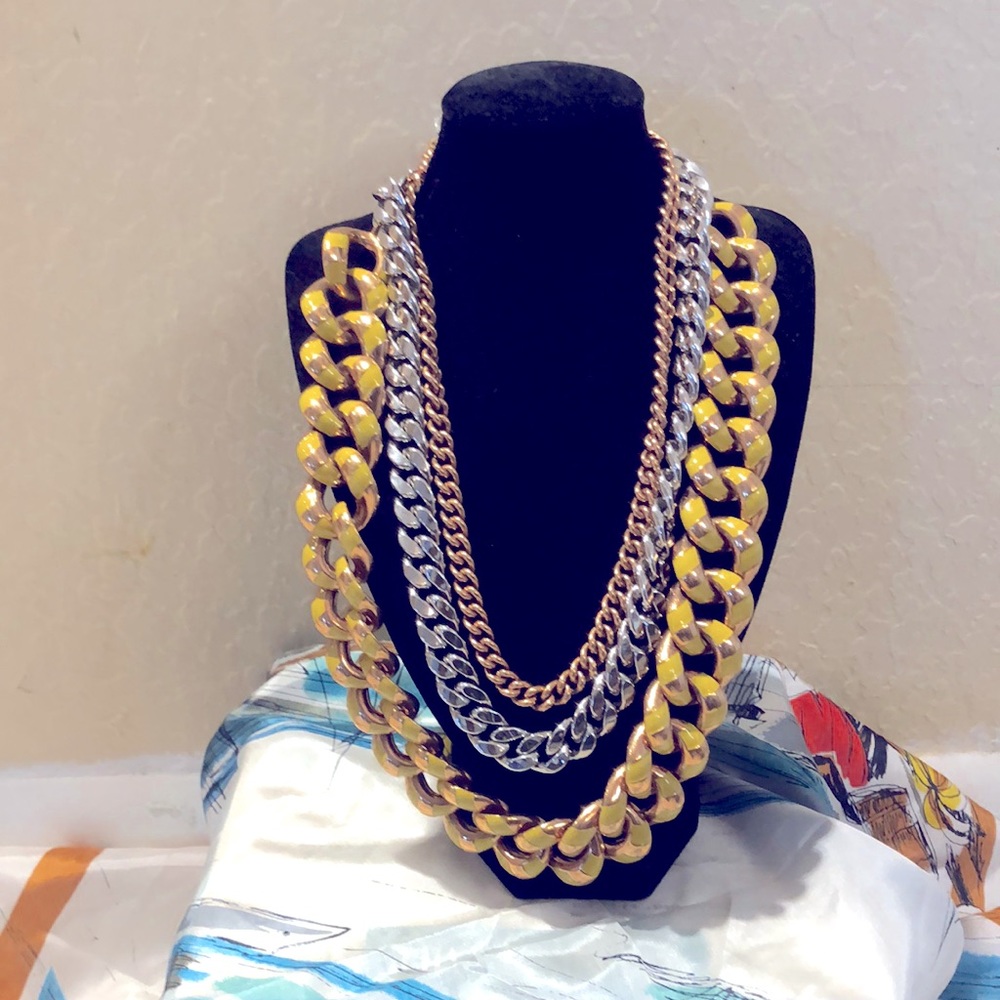 Rare DKNY + Bauble Bar Limited Edition Collab Multi Chain Necklace with Enamel